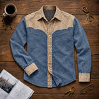 Patchwork Acid-Wash Denim Shirt