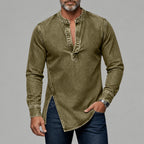 Acid-Wash Long-Sleeve Denim Shirt