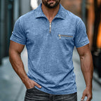 Acid-Wash Zip Polo Shirt