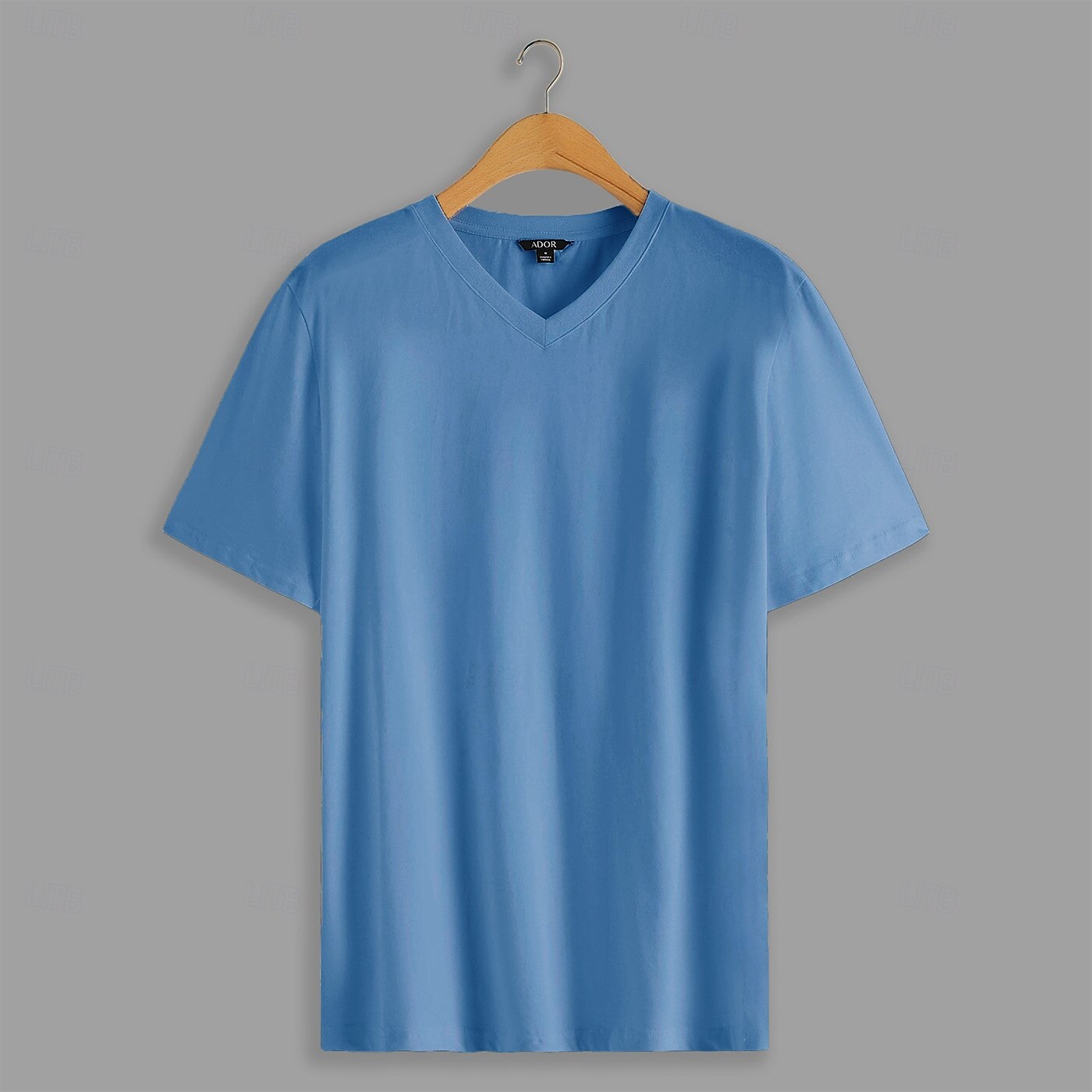 100% Cotton V Neck Solid Color T Shirt - oukumen