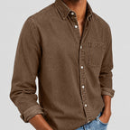 Acid-Wash Long-Sleeve Denim Shirt