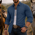 Washed Long-Sleeve Denim Shirt