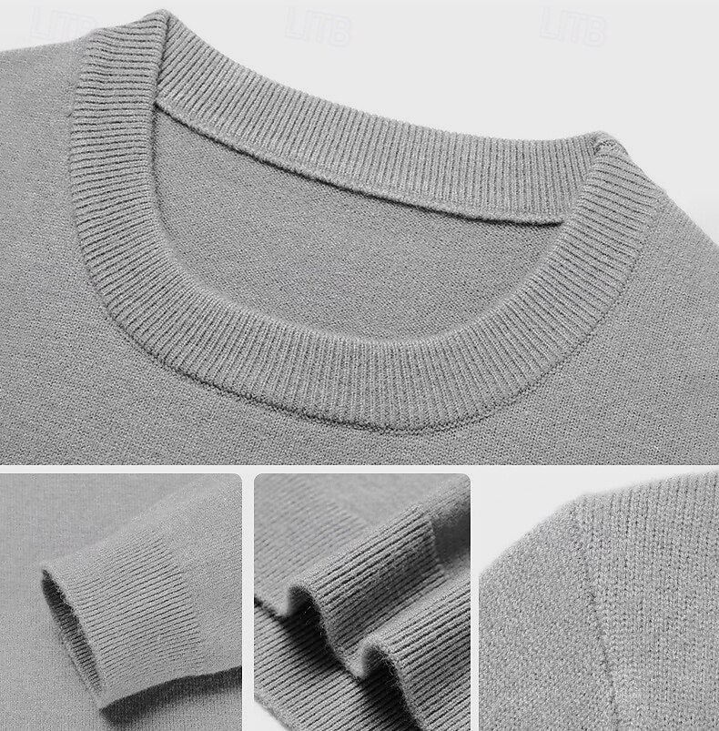 100% Wool Solid Color Sweater Pullover - oukumen