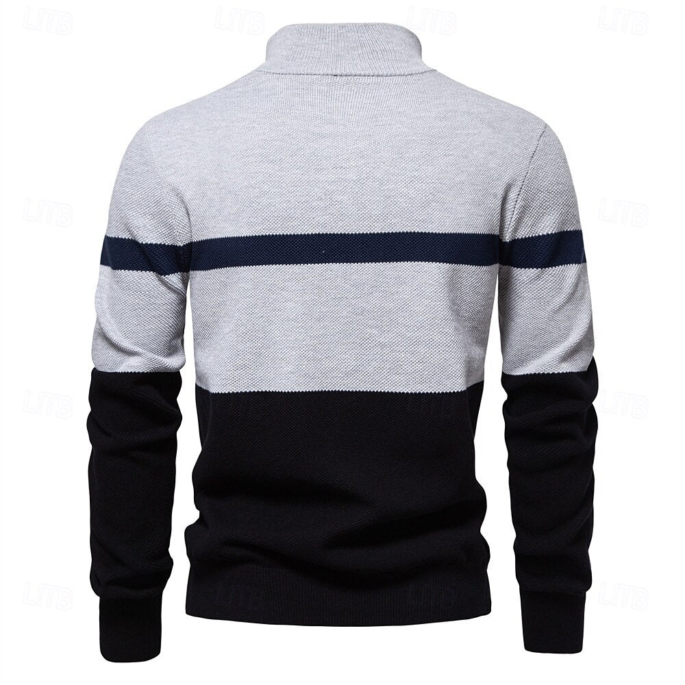 Zipper Pullover Sweater Jumper Knitwear - oukumen