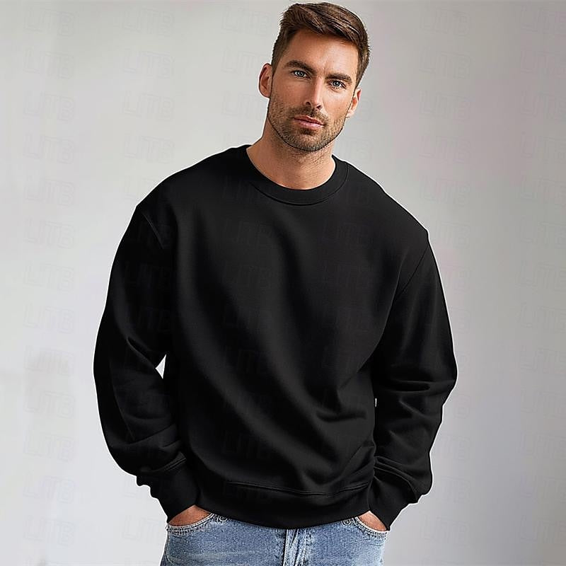 Cotton Crew Neck Sweatshirt Pullover - oukumen