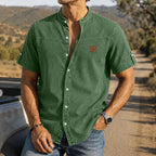 Washed Short-Sleeve Denim Shirt