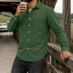Acid-Wash Long-Sleeve Denim Shirt