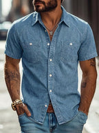 Acid-Wash Short-Sleeve Shirt