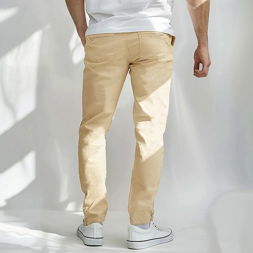 Buttons Pocket Chino Pants - oukumen