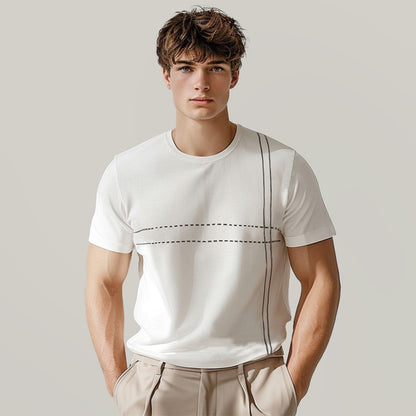 Lyocell Nylon Stripe Knit T-shirt