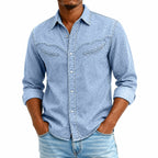 Washed Long-Sleeve Denim Shirt