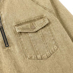Distressed Long-Sleeve Henley Shirt