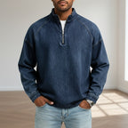 Acid-Wash Stand-Collar T-Shirt