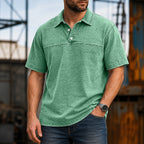 Color-Block Acid-Wash Polo Shirt