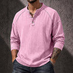 Washed Long-Sleeve Henley Shirt