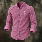 Embroidered Acid-Wash Denim Shirt