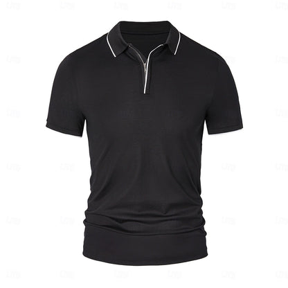 Cotton-Silk Quarter-Zip Polo