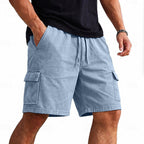 Acid-Wash Drawstring Cargo Shorts