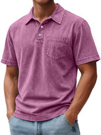 Acid-Wash Pocket Polo Shirt