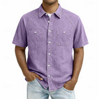 Washed Short-Sleeve Denim Shirt