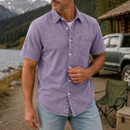 Washed Short-Sleeve Denim Shirt
