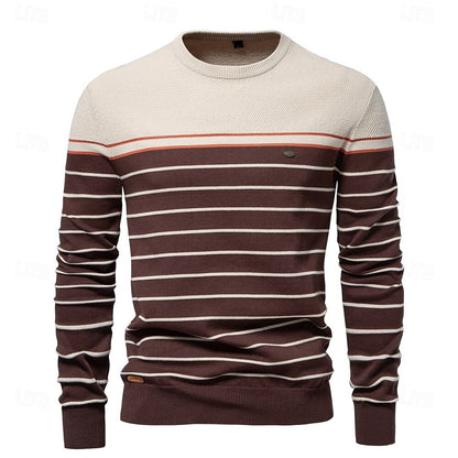 Block Striped Knitwear Pullover Sweater - oukumen