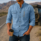 Acid-Wash Long-Sleeve Denim Shirt
