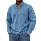 Acid-Wash Zip-Pocket Polo Shirt