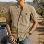 Washed Short-Sleeve Denim Shirt