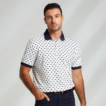 Cotton Blend Plaid Casual Polo - oukumen