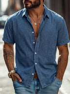 Acid-Wash Short-Sleeve Shirt