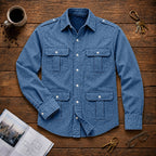 Acid-Wash Long-Sleeve Denim Shirt