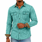 Acid-Wash Long-Sleeve Denim Shirt