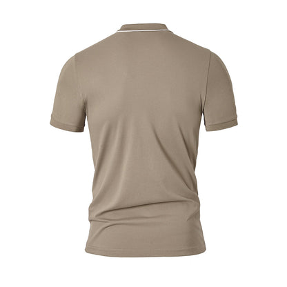 Cotton Blend Casual Colorblock Polo Shirt - oukumen