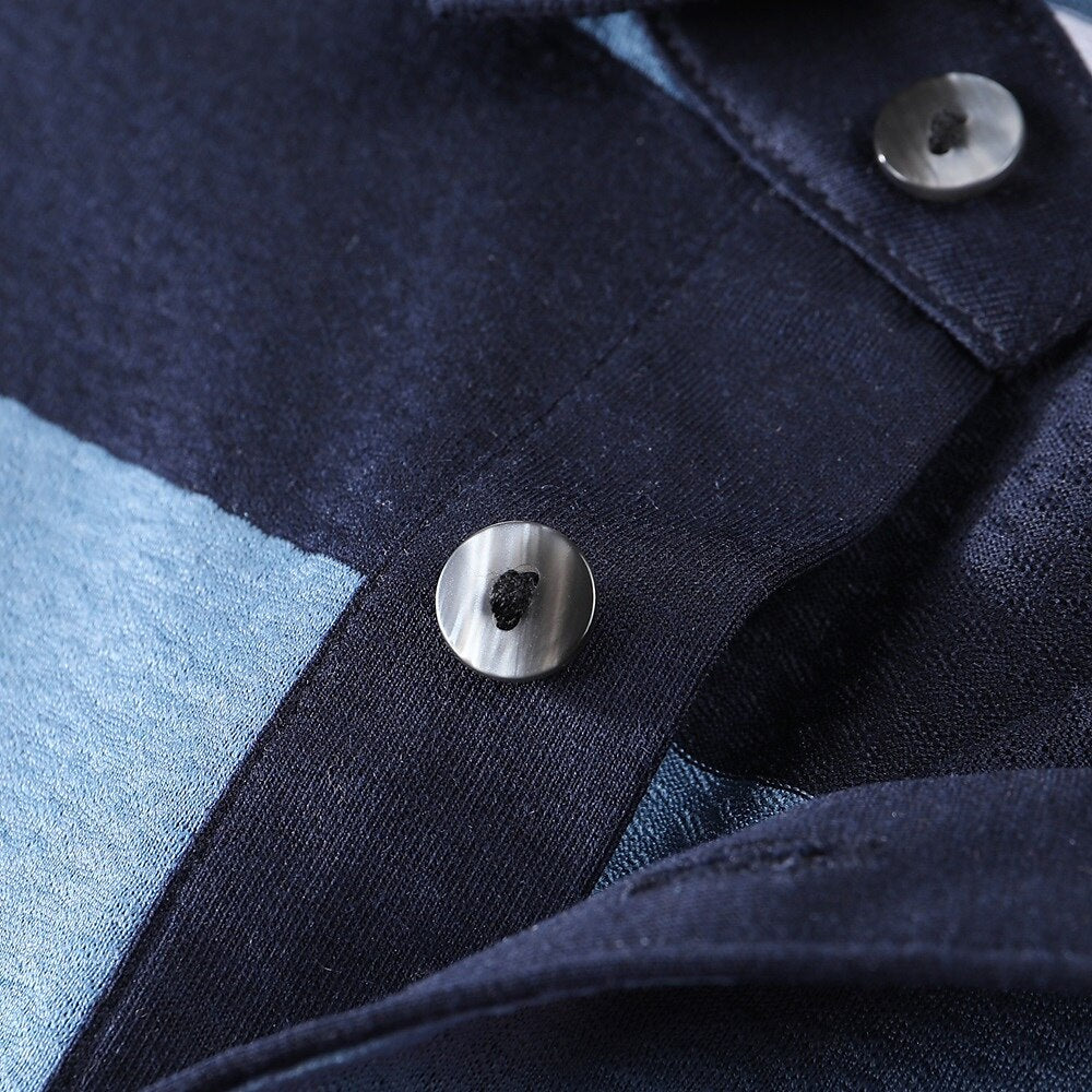 Premium Silk-Blend Striped Polo Shirt - oukumen