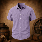 Acid-Wash Short-Sleeve Denim Shirt