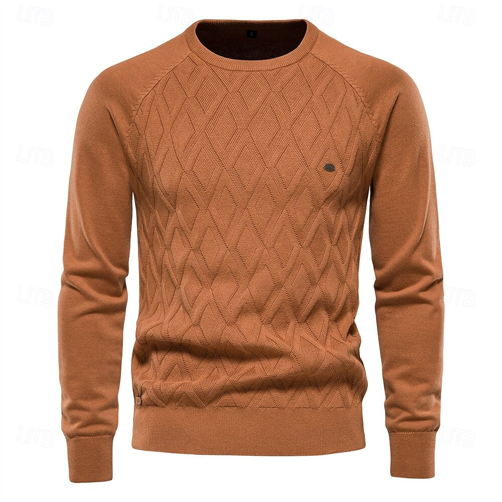 Crew Neck Elegant Pullover Sweater - oukumen