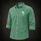 Embroidered Acid-Wash Denim Shirt