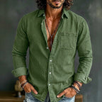 Washed Long-Sleeve Denim Shirt