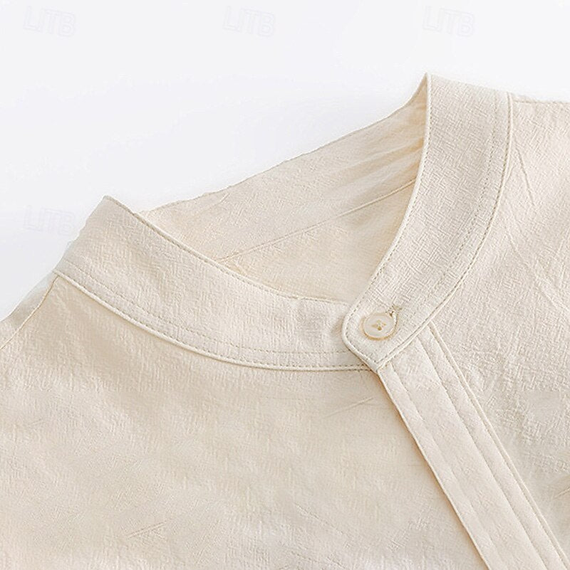 100% Cotton Band-Collar Shirt