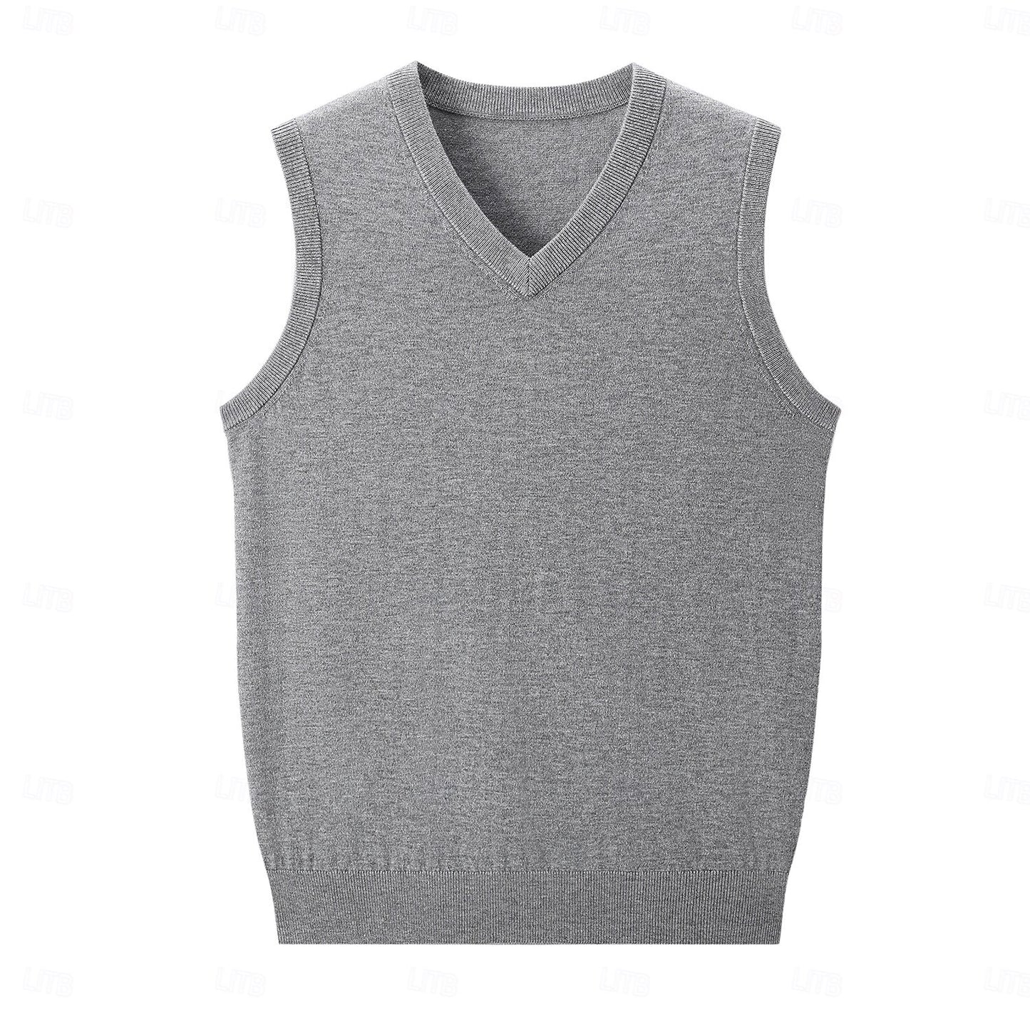 V Neck Solid Color Knitwear Vest - oukumen