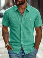 Acid-Wash Short-Sleeve Shirt