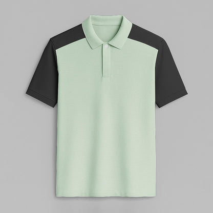 100% Cotton Color Block Hidden Placket Polo - oukumen