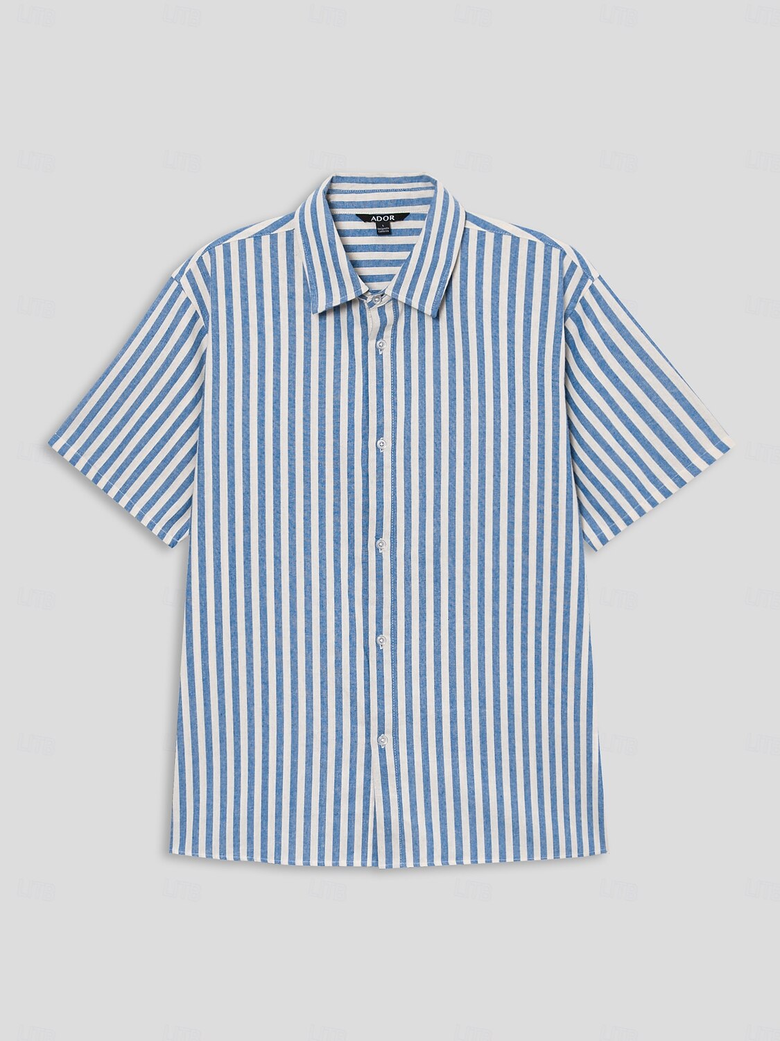 100% Cotton Striped Fold-over Collar Casual Shirt - oukumen