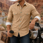 Acid-Wash Long-Sleeve Denim Shirt