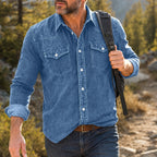 Washed Long-Sleeve Denim Shirt