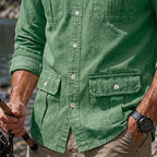 Acid-Wash Long-Sleeve Denim Shirt