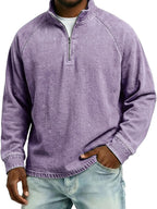 Acid-Wash Stand-Collar T-Shirt