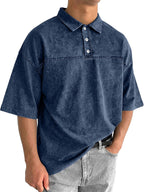 Color-Block Acid-Wash Polo Shirt