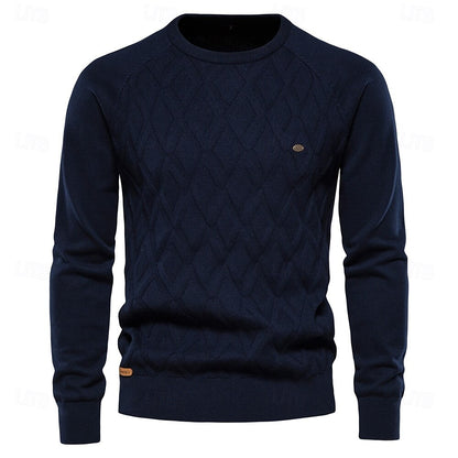 Crew Neck Elegant Pullover Sweater - oukumen